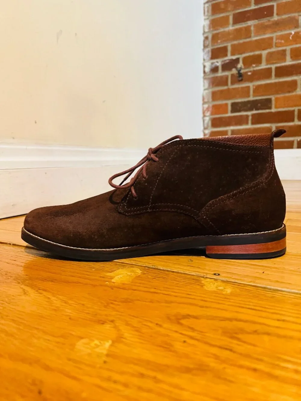 Cole Haan Mens Ogden Boot Size 13 M Brown Suede Stitch Chukka Lace Up Plain Toe